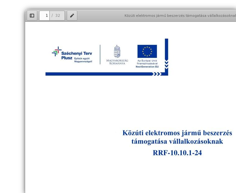 Közúti elektromos jármű beszerzés támogatása vállalkozásoknak pályázati felhívás