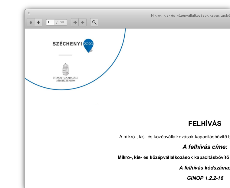 GINOP-1.2.2-16 pályázati felhívás