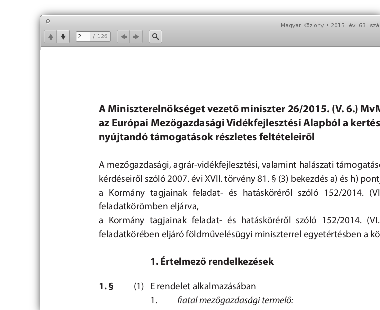 26/2015. (V. 6.) MvM rendelet a Magyar Közlönyben